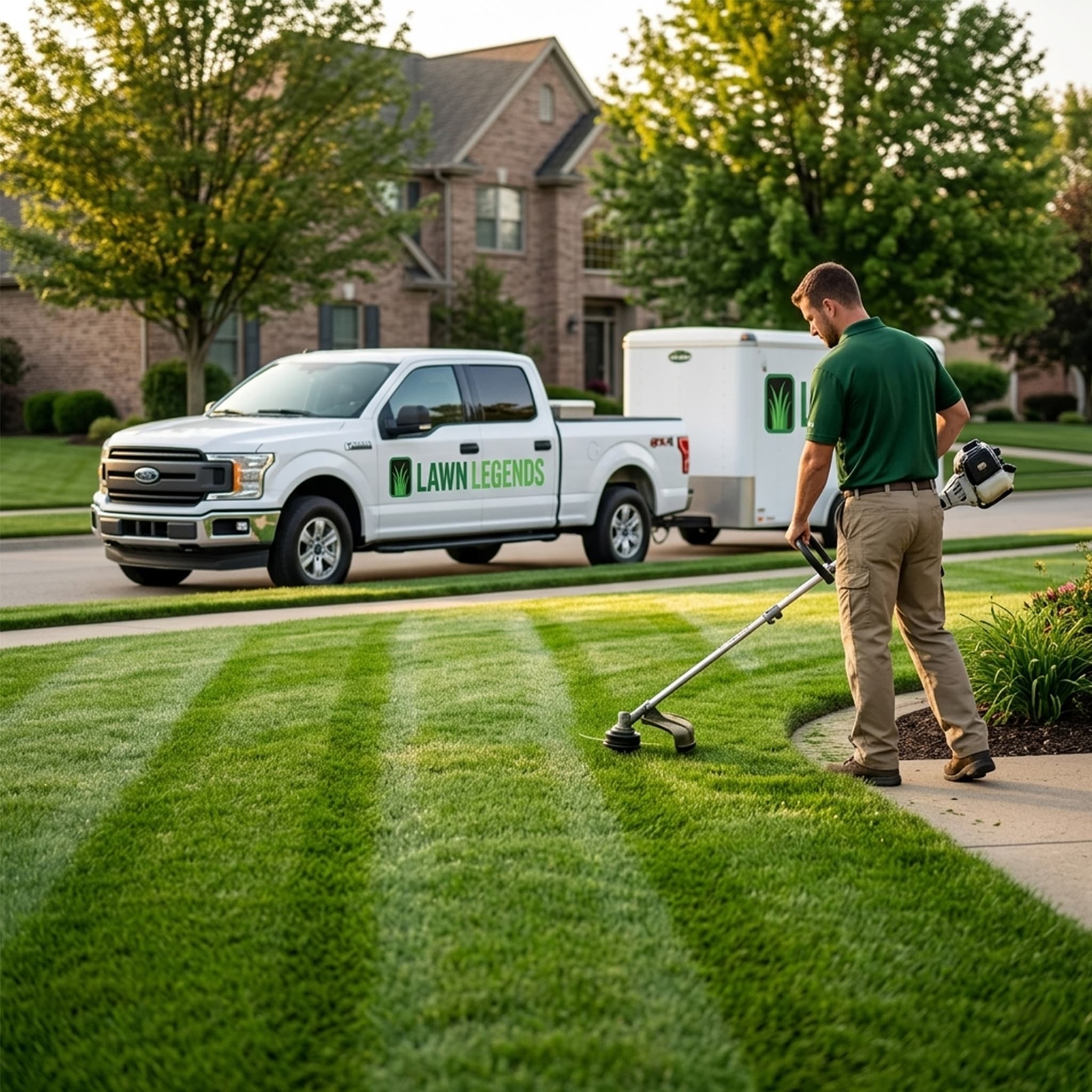 Freshly cut residential lawn in the Des Moines area